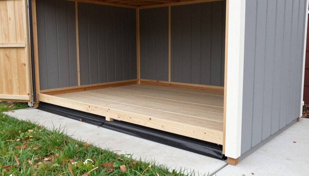 Raised floor design on outdoor bin shed