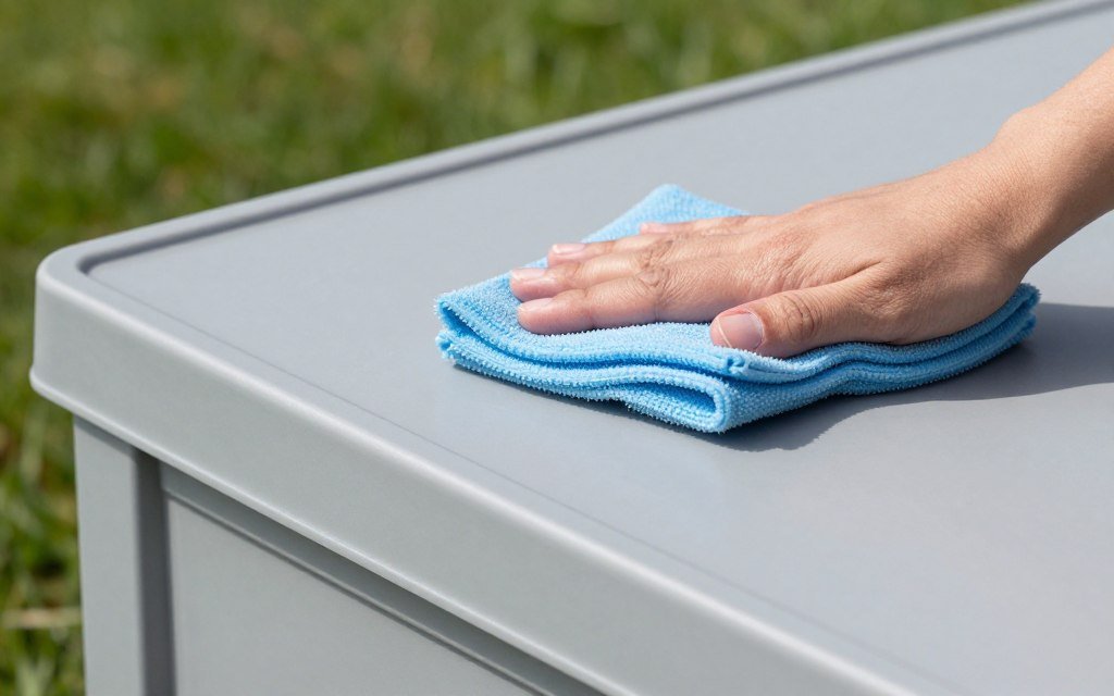 Resin bin shed surface showing easy-clean properties