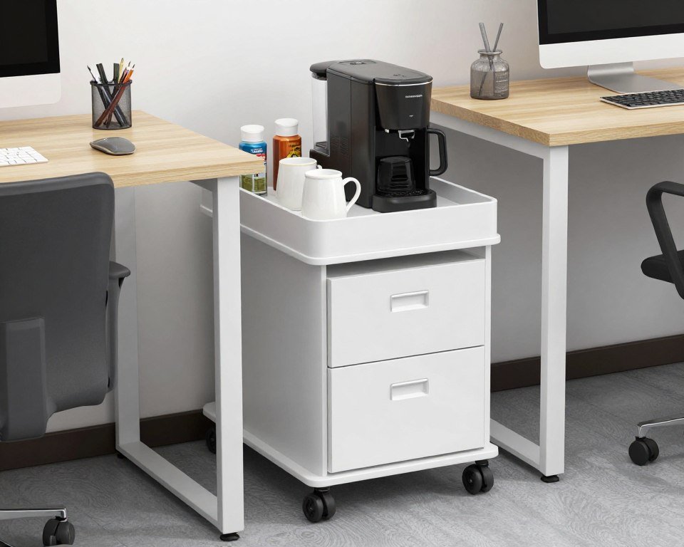 Rolling cart coffee station for home office