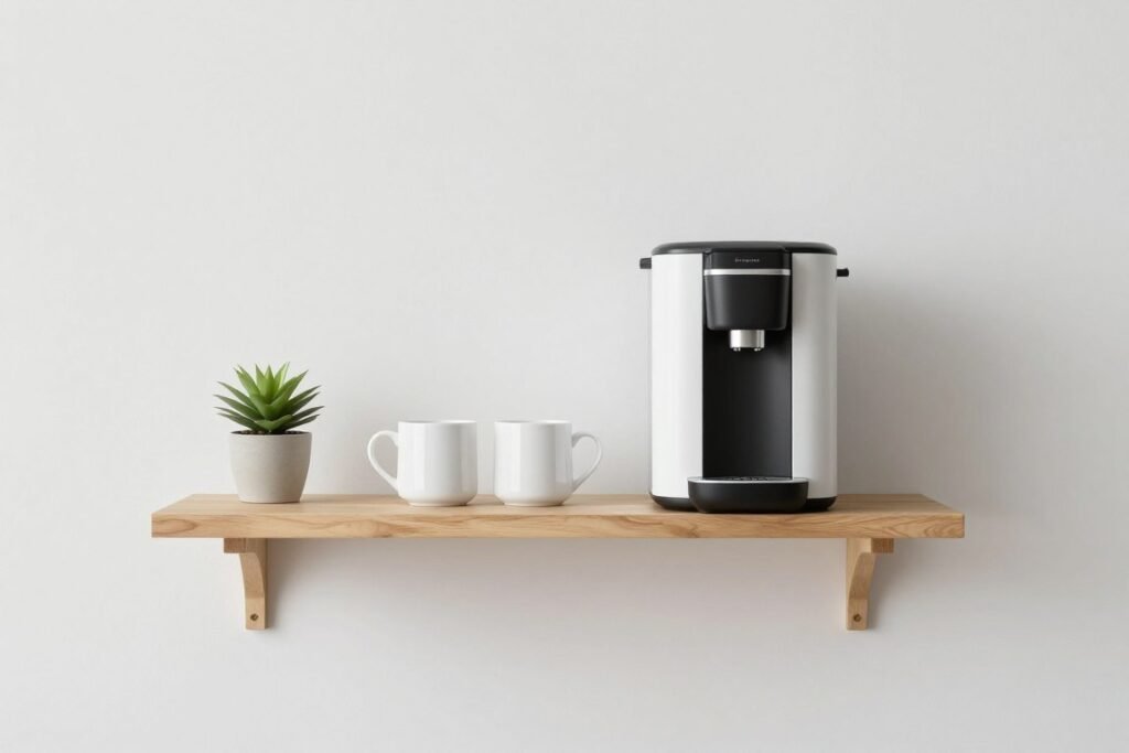 Single shelf minimalist coffee setup