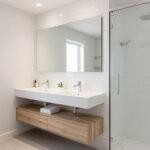 Small bathroom remodel ideas showcasing modern fixtures and space-saving design