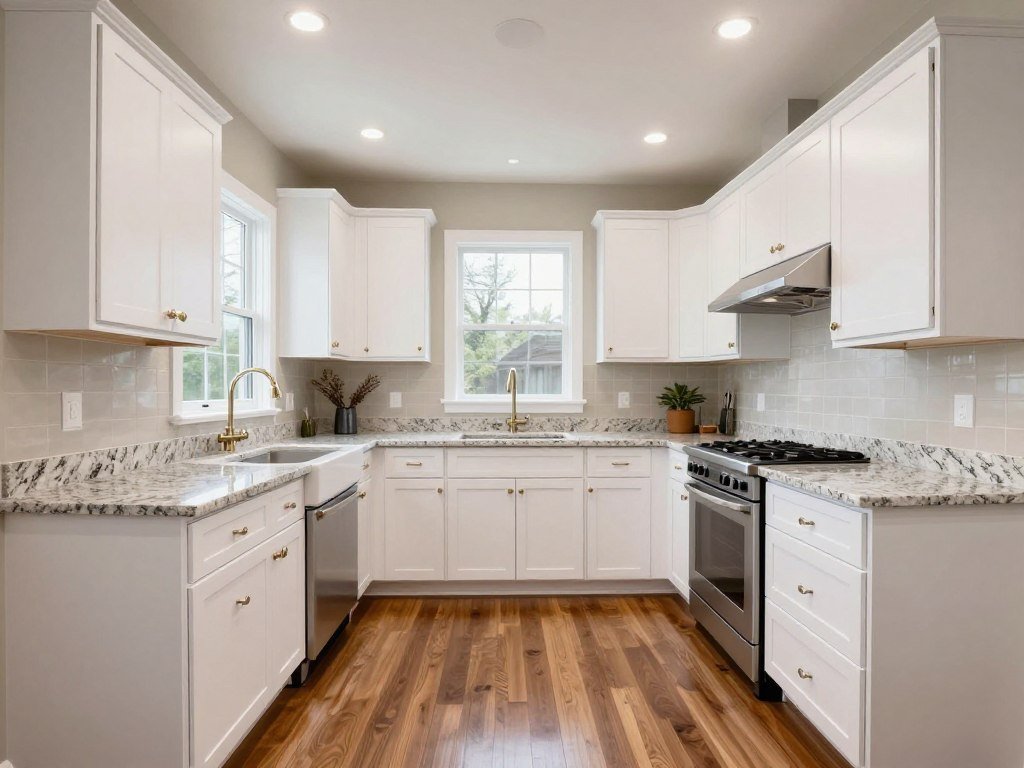 U-shaped kitchen with three walls of cabinets and appliances U-shaped kitchen with three walls of cabinets and appliances