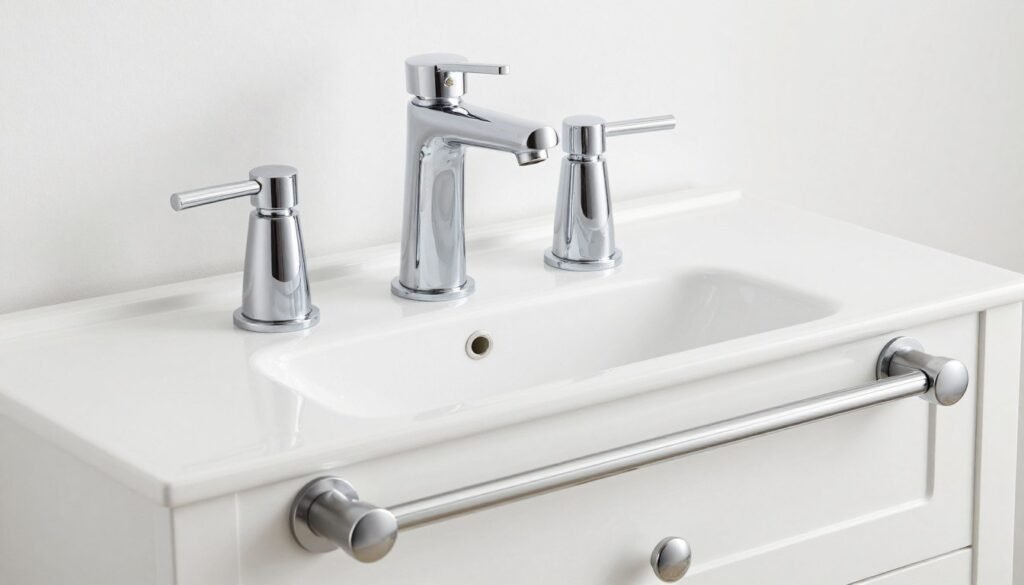 Updated bathroom hardware and fixtures on budget