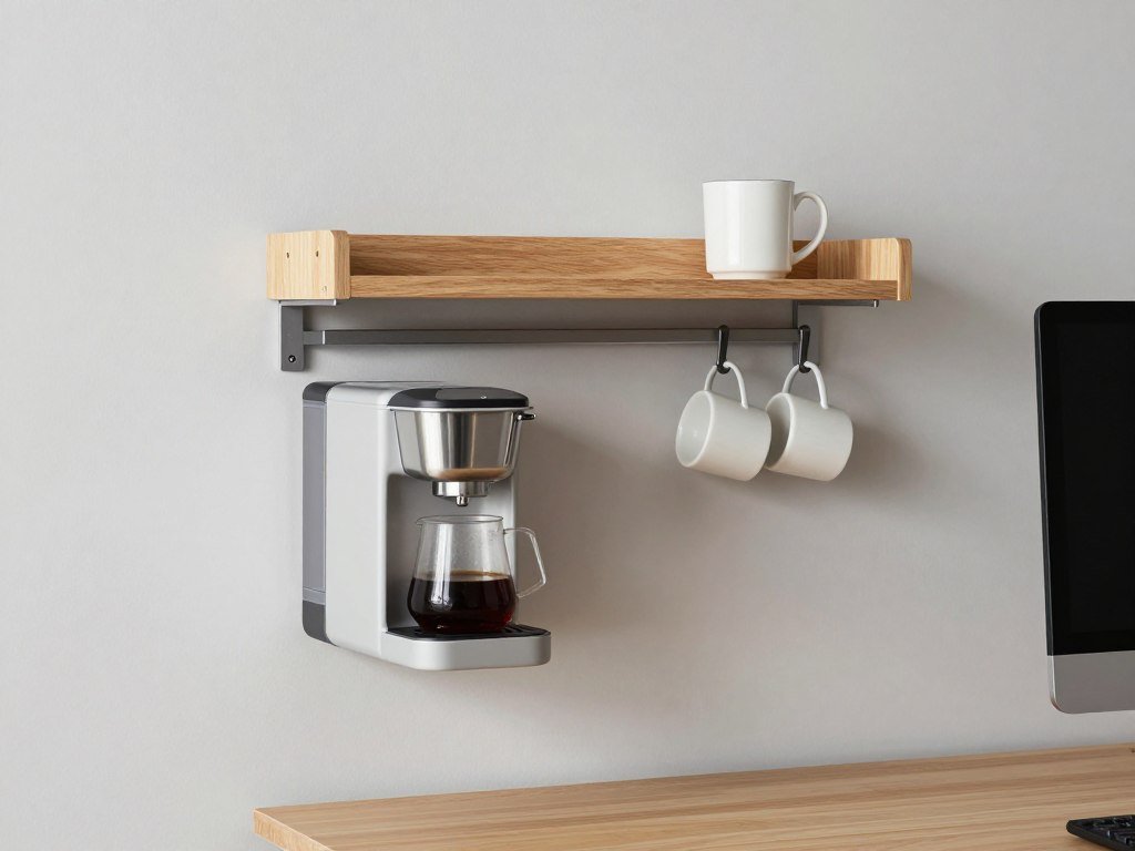 Wall-mounted coffee setup in office