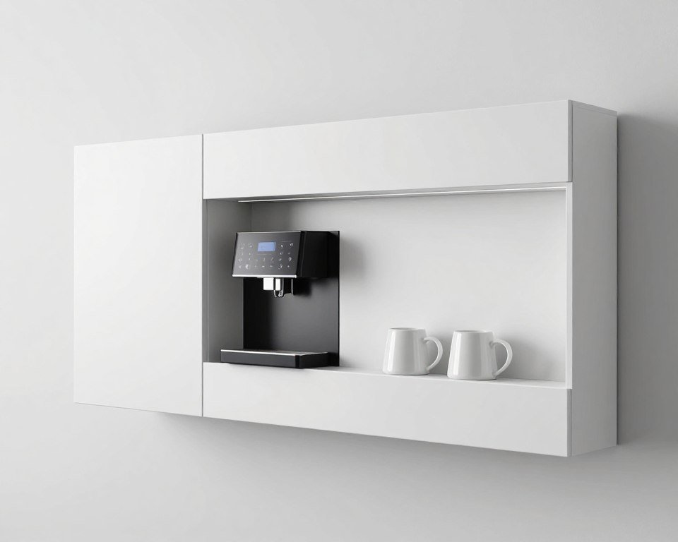 Wall-mounted minimalist coffee bar