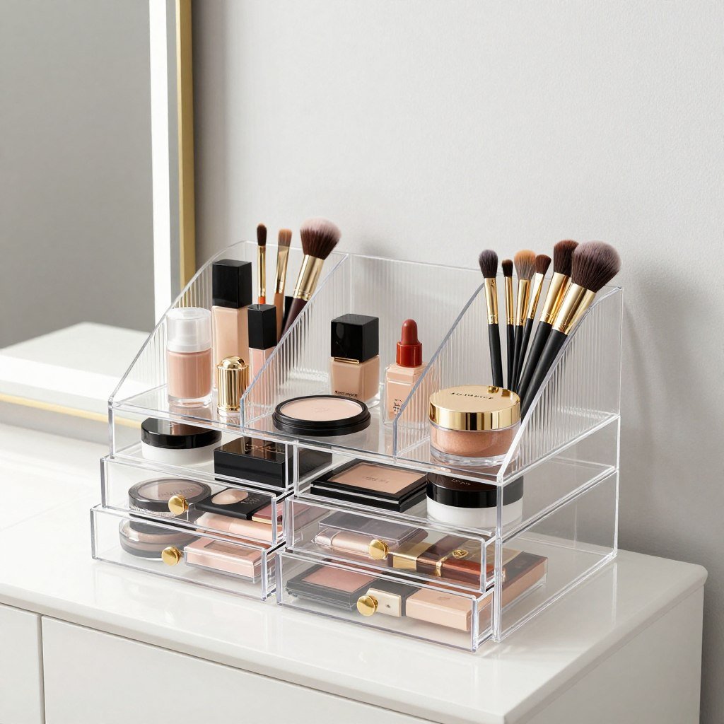 acrylic makeup organizer for bathroom vanity storage