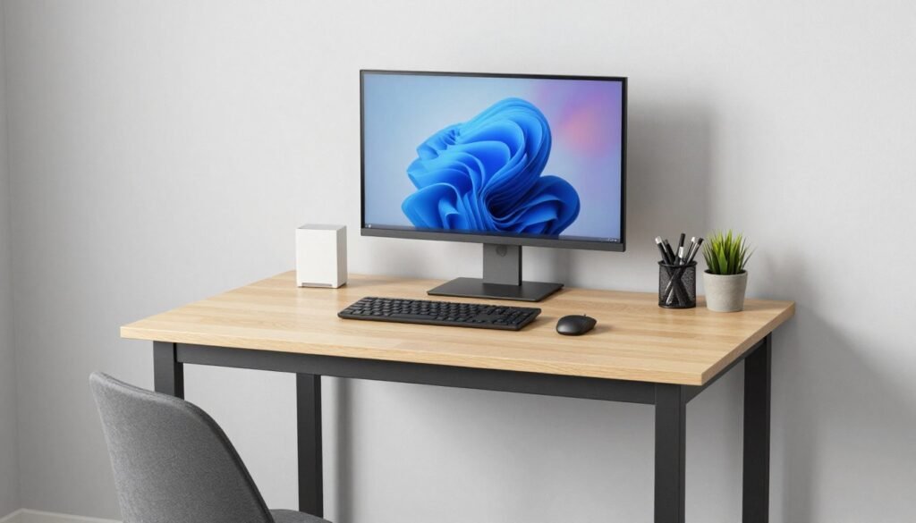 affordable budget desk setup looking professional and organized