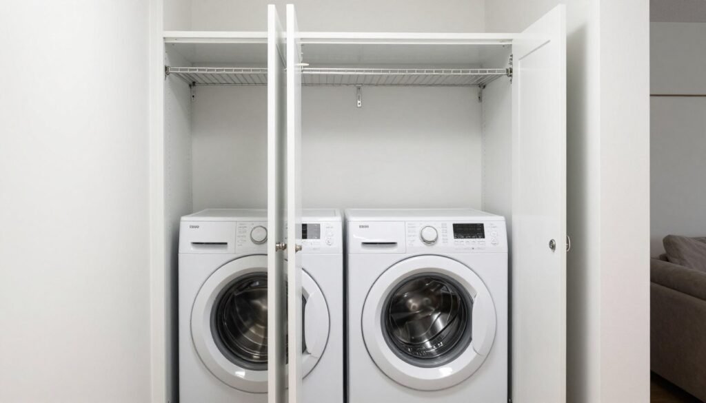 apartment stackable washer dryer closet with bifold doors