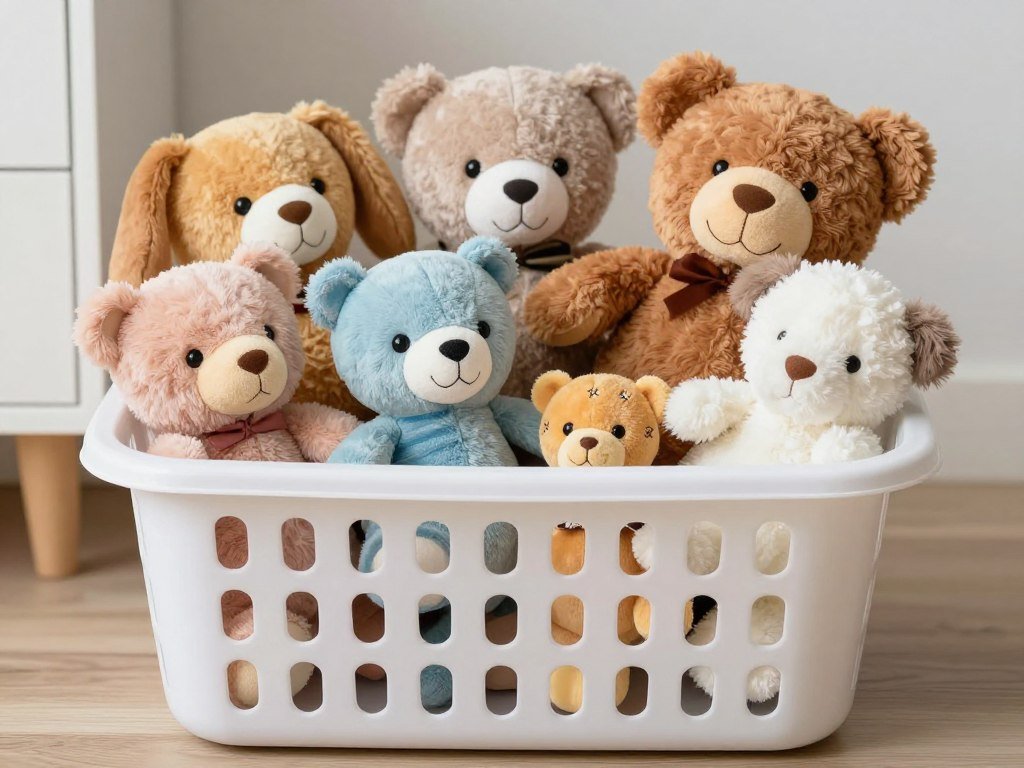 appropriately filled stuffed animal storage not overflowing