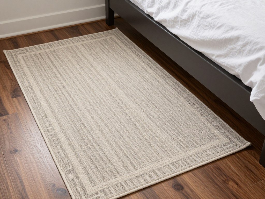 area rug defining sleeping zone in small multi-purpose guest bedroom