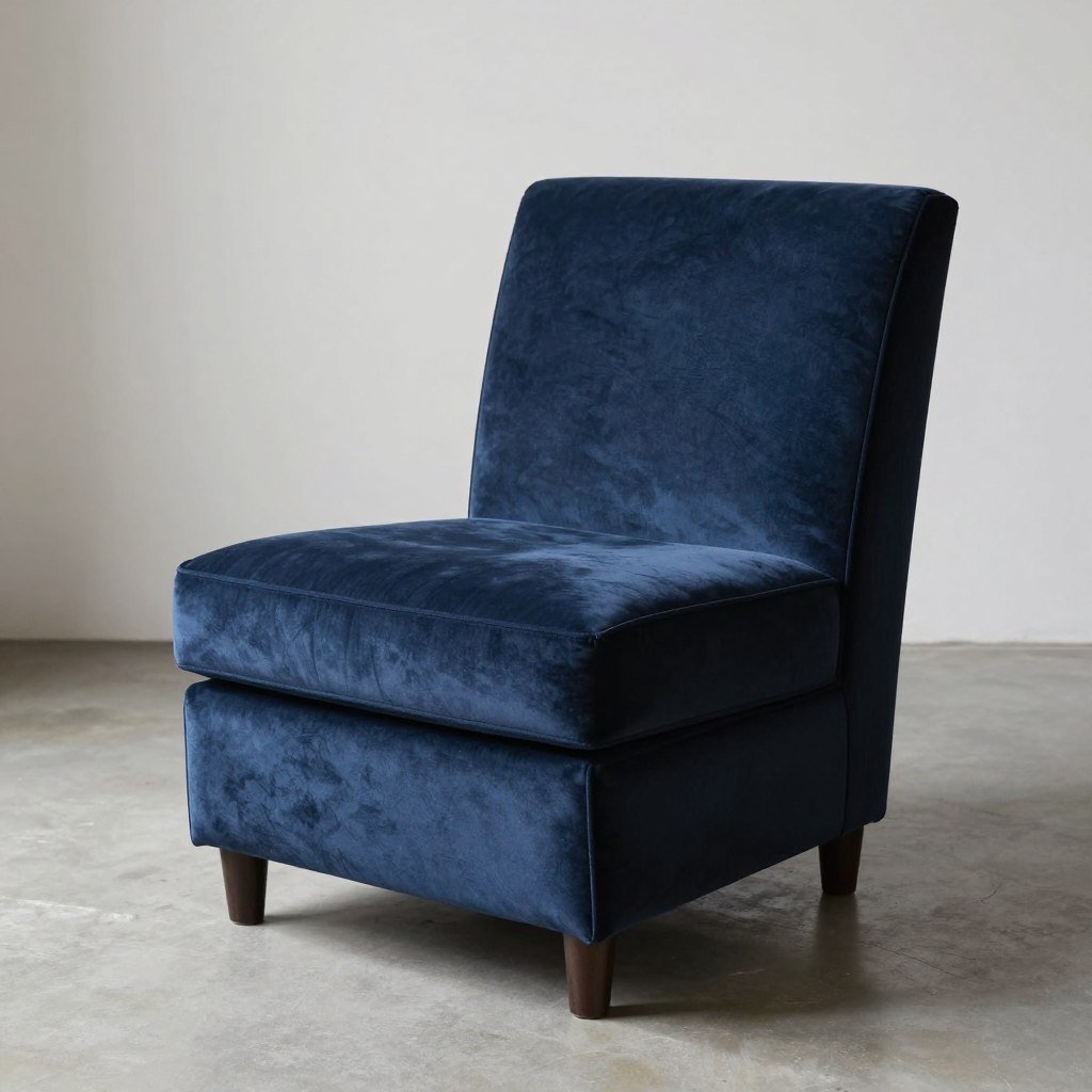 armless accent chair in compact living room