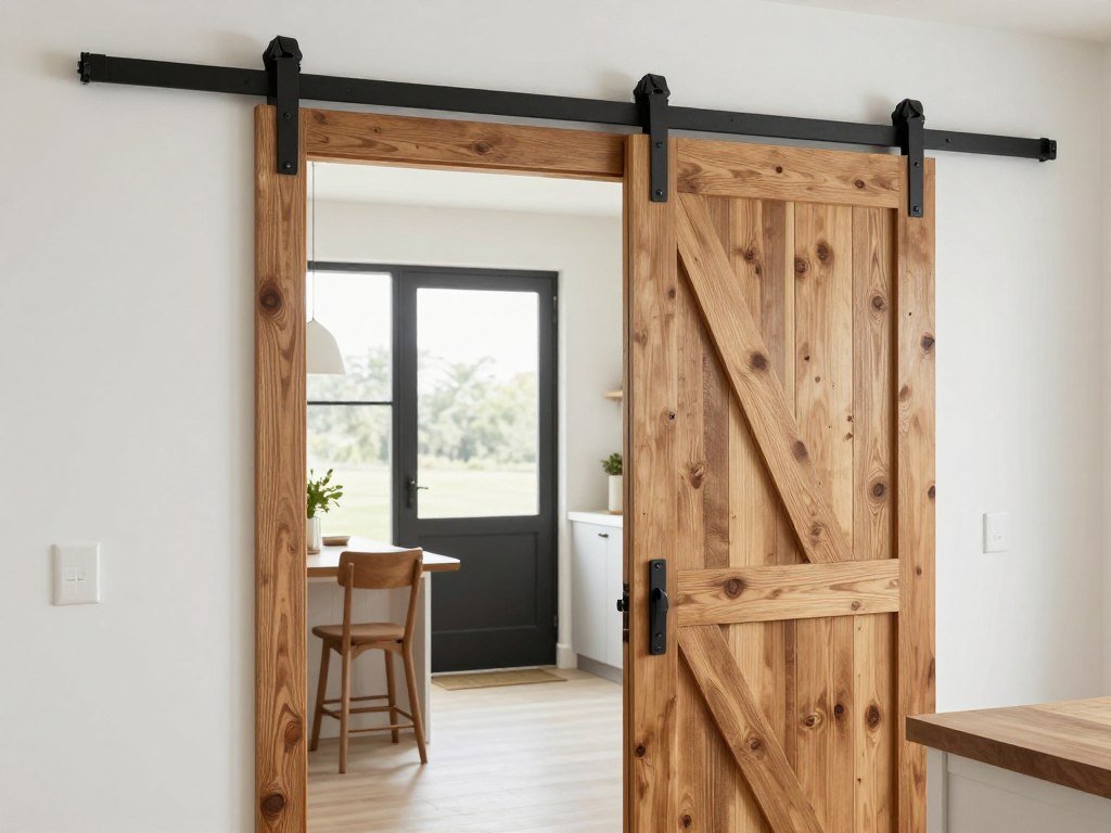 barn door on track providing kitchen privacy barn door on track providing kitchen privacy