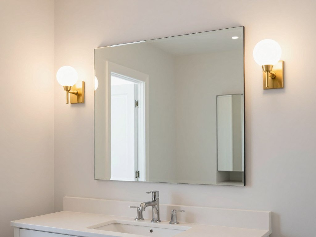bathroom mirror with modern sconce lights on both sides