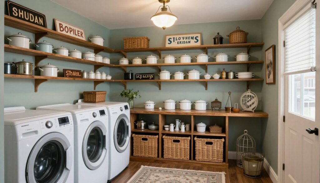 beautiful completed vintage laundry room design