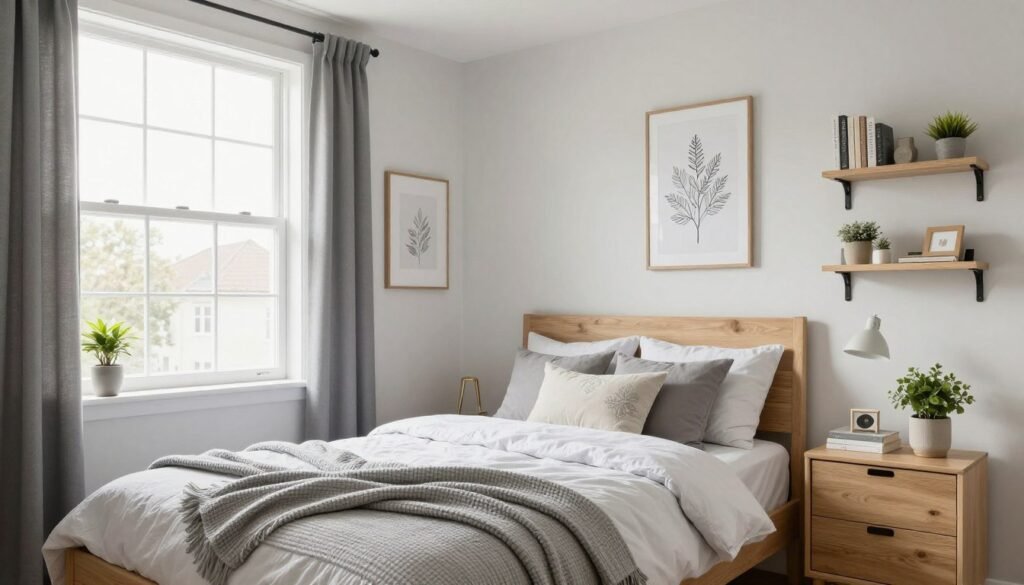 beautiful cozy very small bedroom after successful transformation