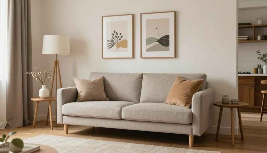 beautiful small living room with perfect sofa bed solution