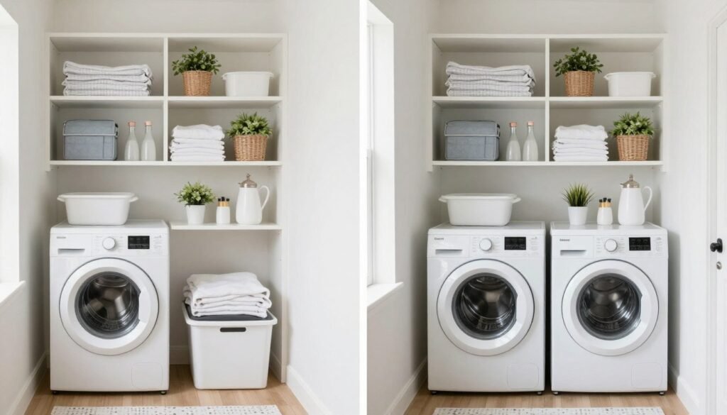 beautifully organized finished laundry room transformation