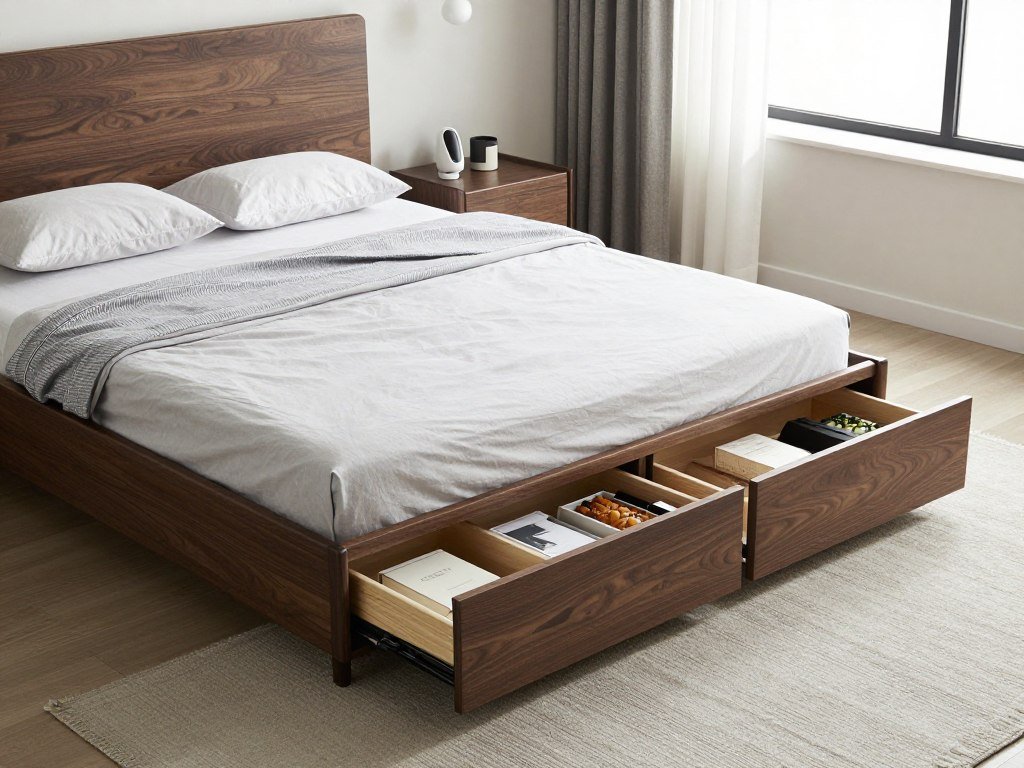 bed frame with integrated storage drawers maximizing bedroom storage