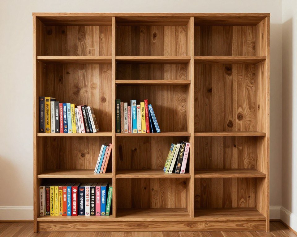 bookcase with adjustable shelves holding board games of various sizes