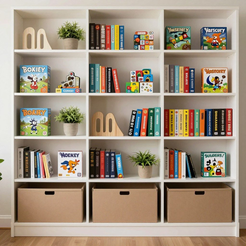 bookshelf styling for board game display