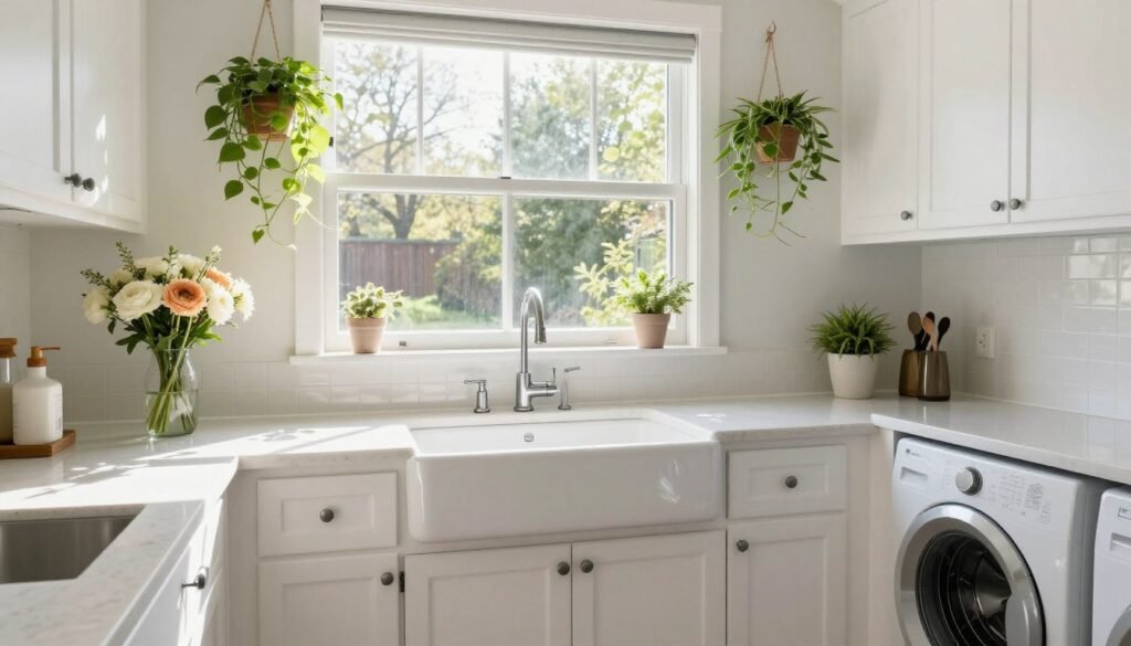 bright laundry room with large window and natural light bright laundry room with large window and natural light