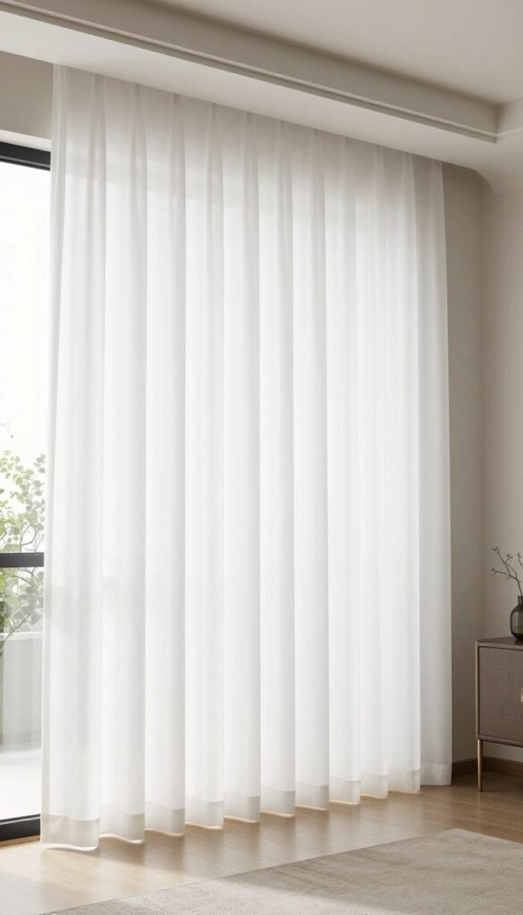 ceiling-height curtains in small living room