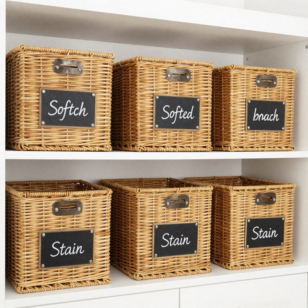 chalkboard labels on laundry storage bins