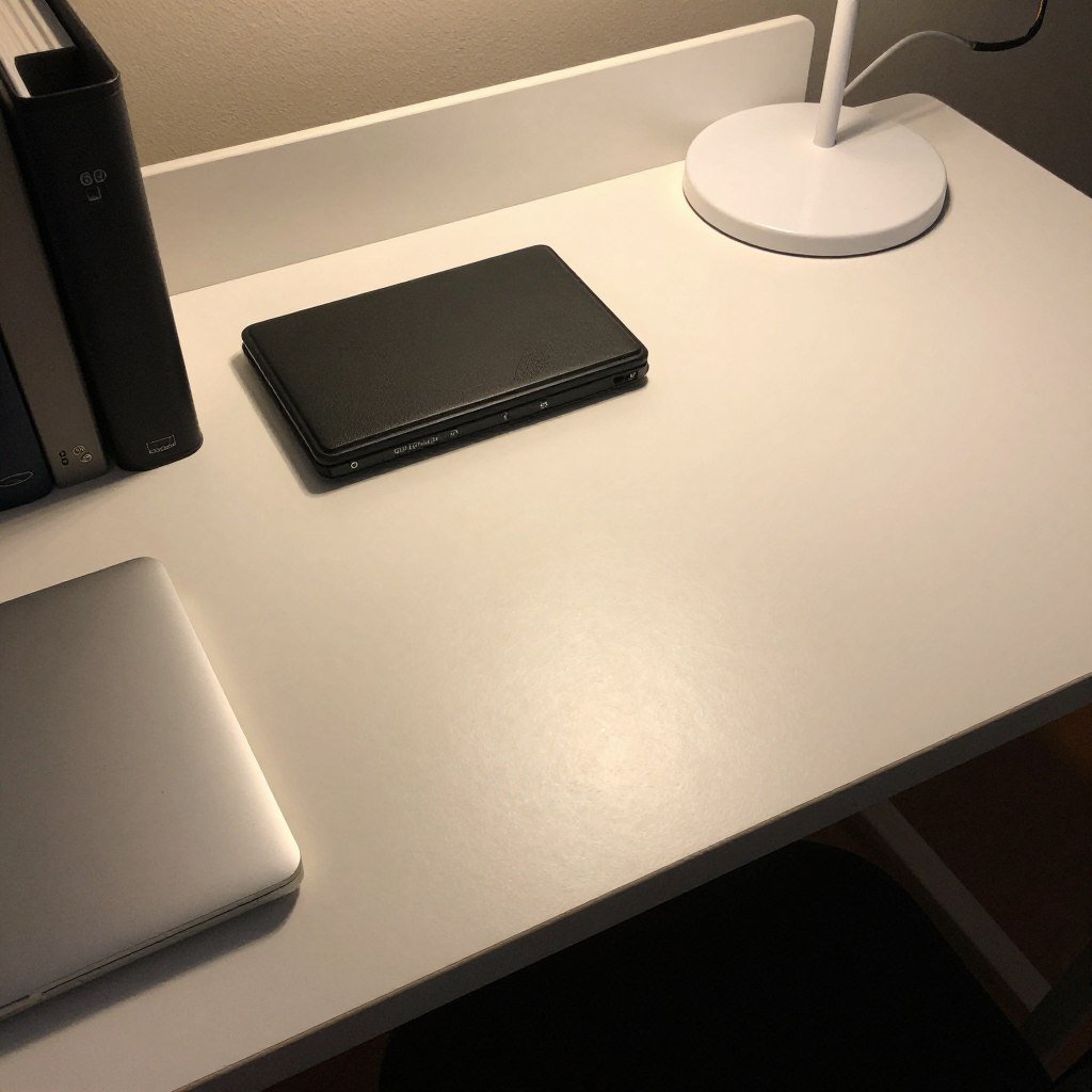 clean clear desk surface at end of workday