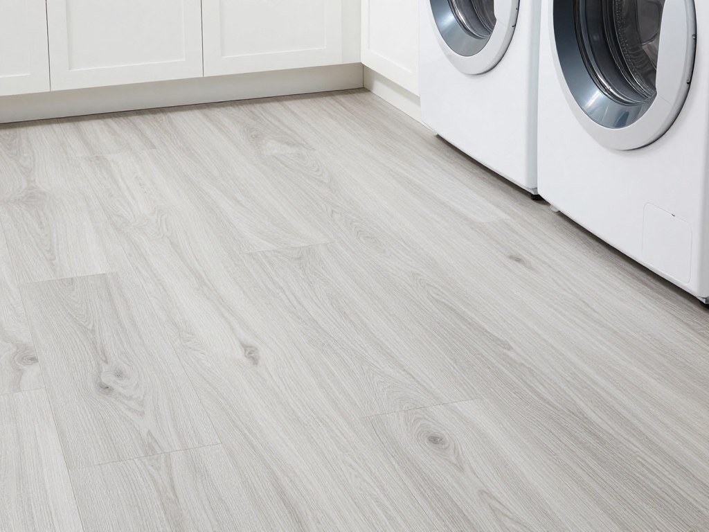 clean laundry room floor with vinyl plank flooring