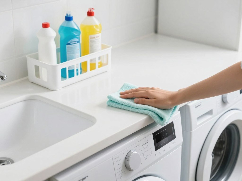 clean organized laundry room showing maintenance