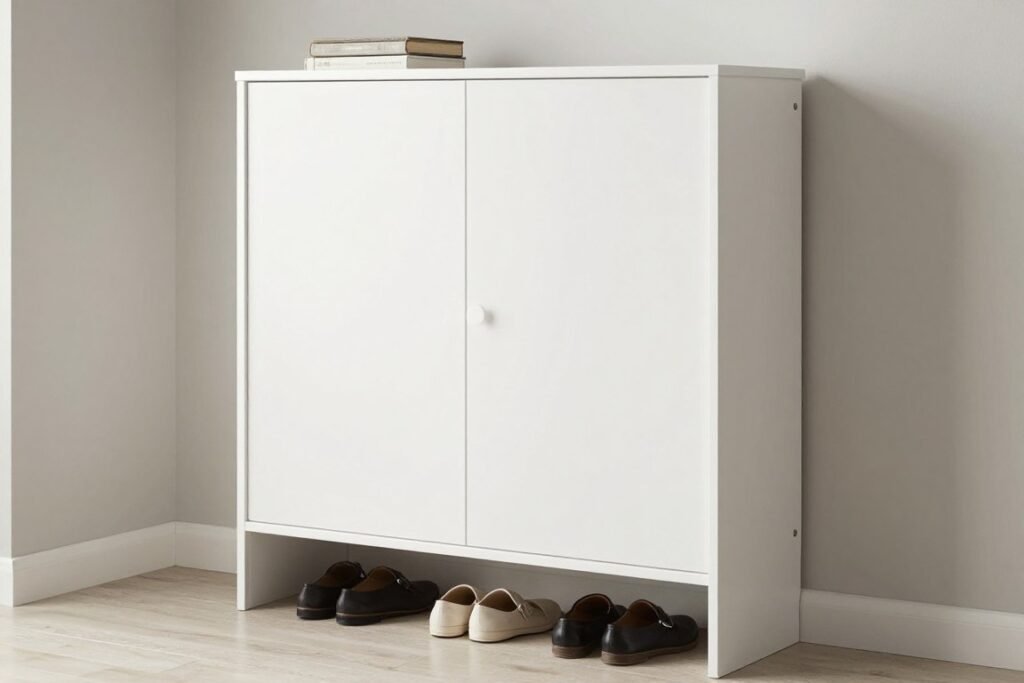closed door shoe storage cabinet