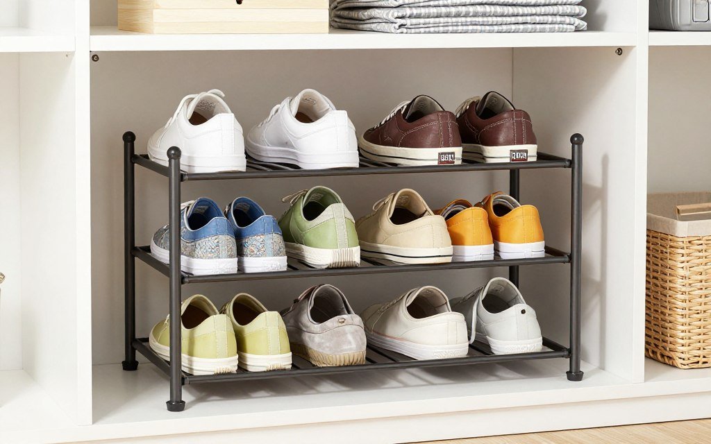 closet floor shoe rack organizing multiple pairs efficiently