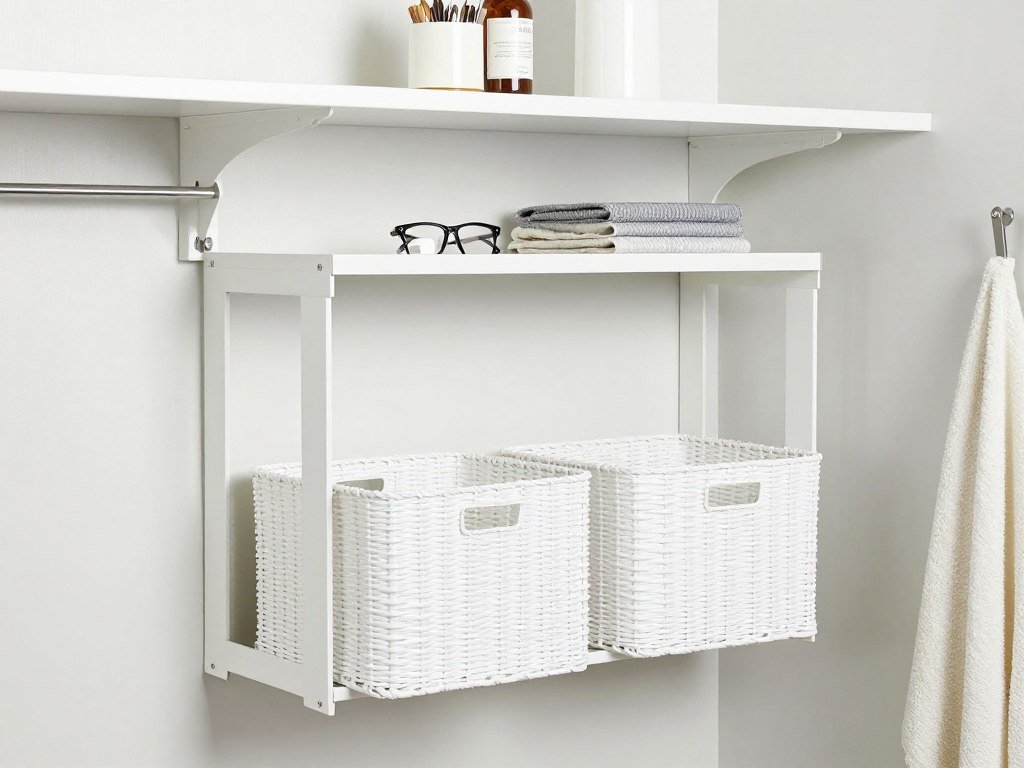 closet organizer system used in bathroom