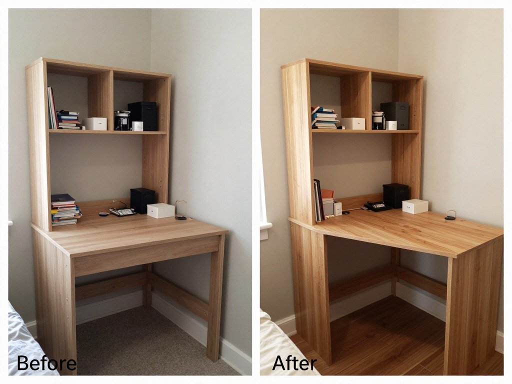 cluttered desk versus organized desk with proper storage