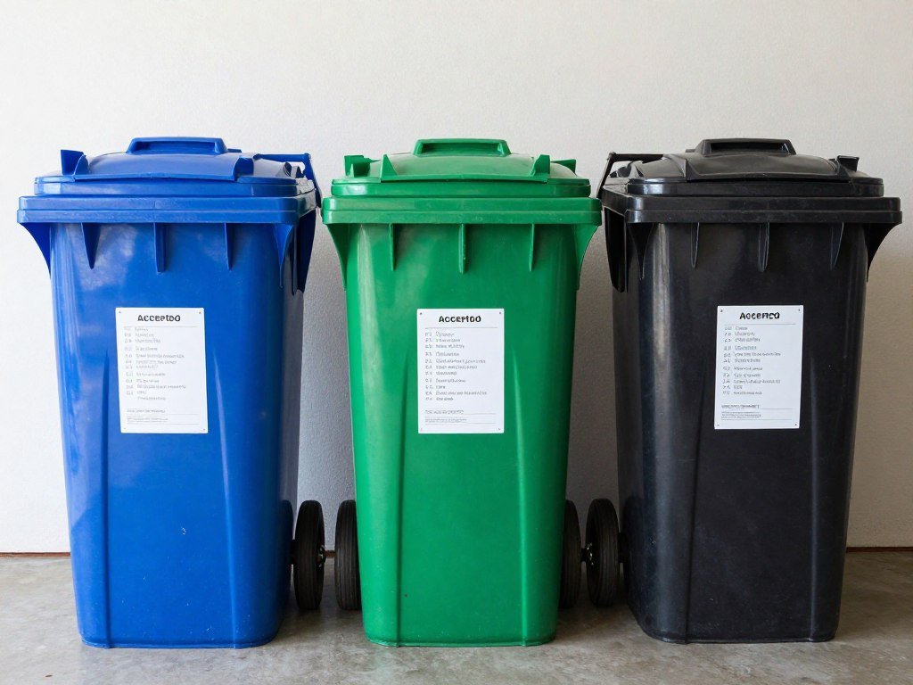 color-coded recycling bins