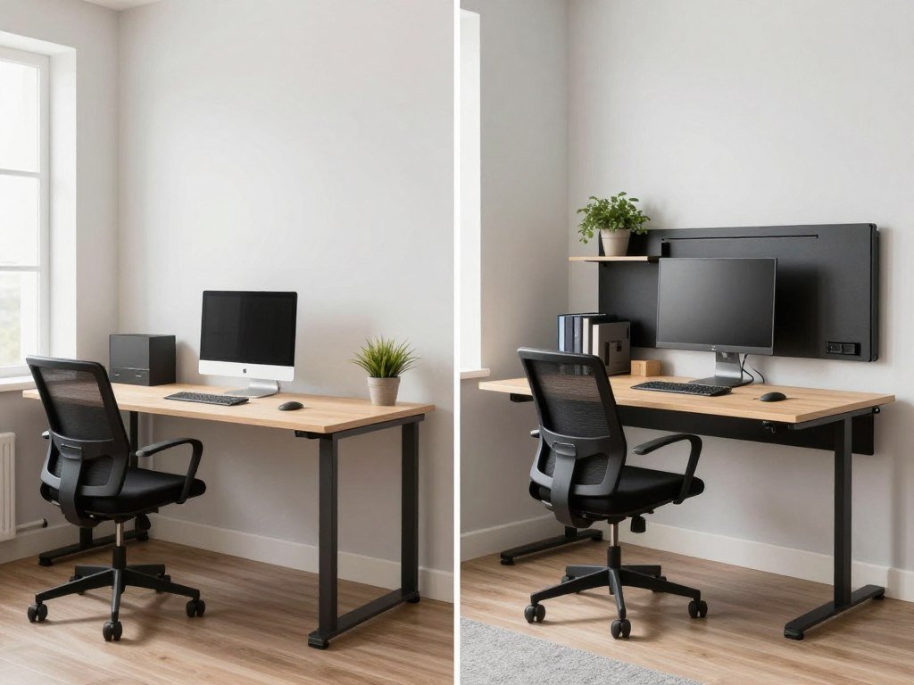 comparison of cramped vs optimized small home office space