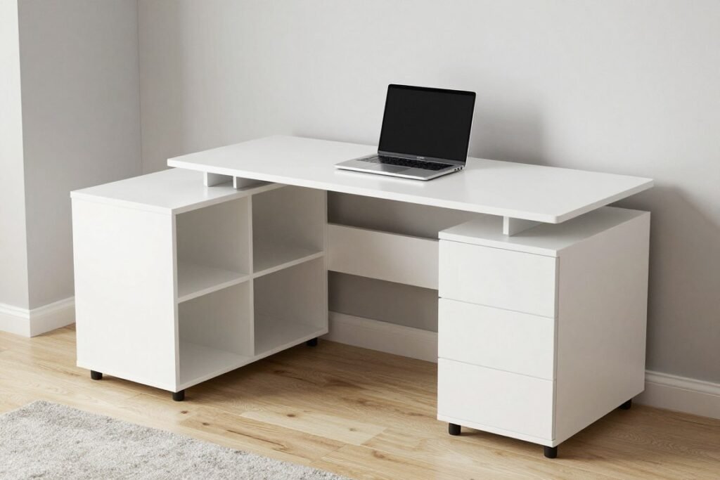 contemporary secretary desk in small living room corner
