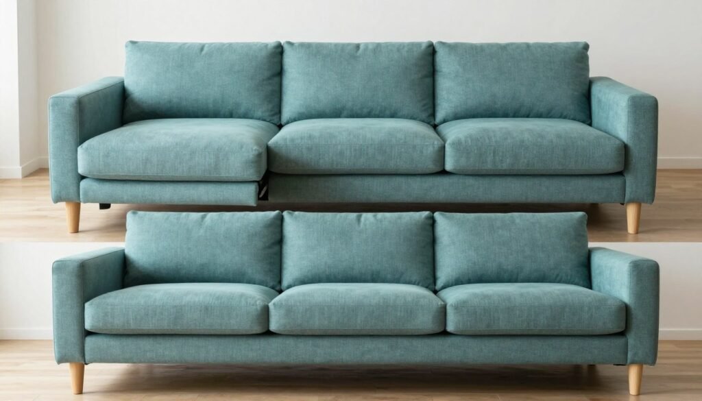 convertible sofa showing multiple positions