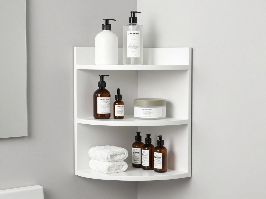 corner storage unit in bathroom