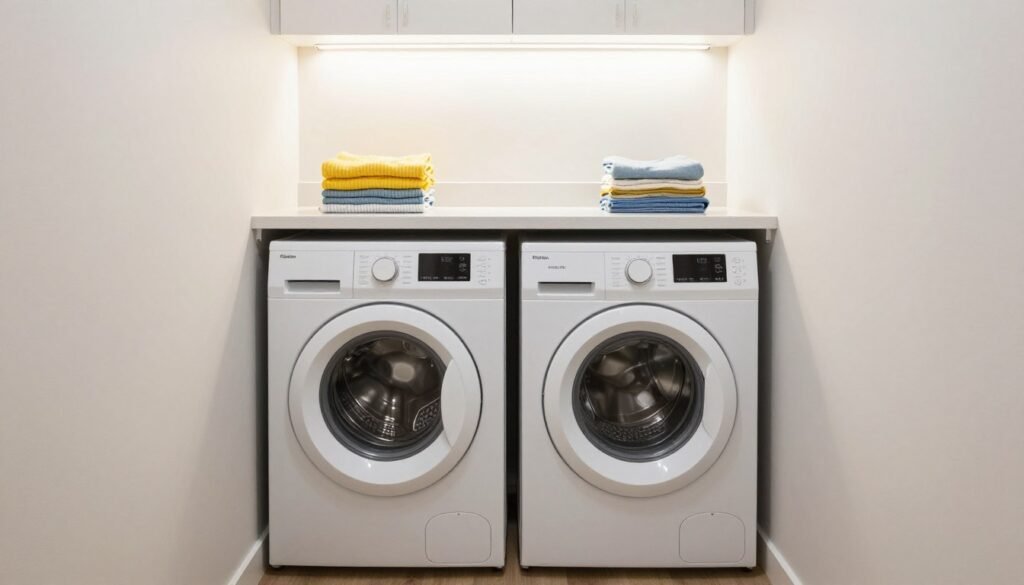 countertop folding station in narrow laundry room