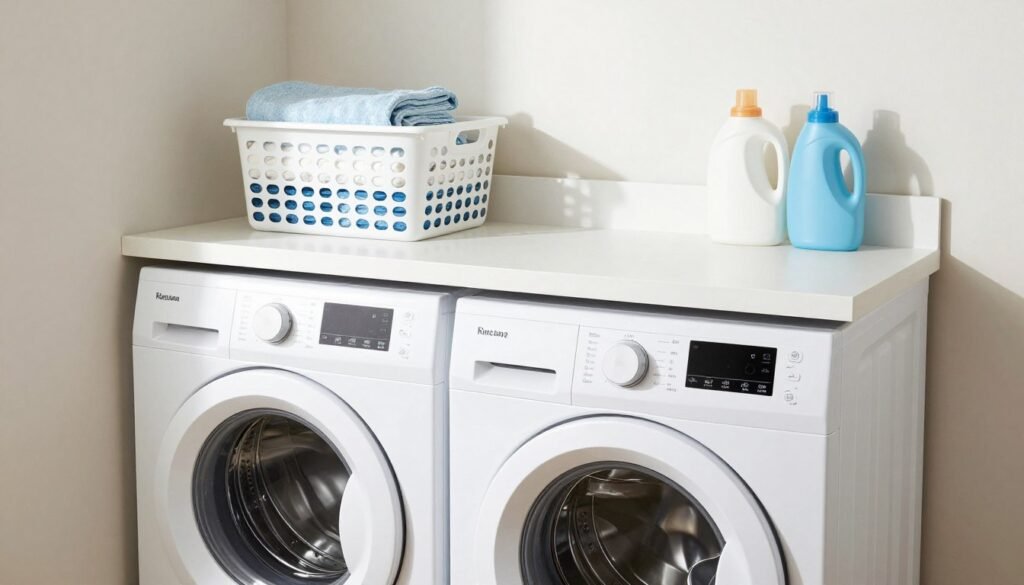 countertop workspace above washer and dryer