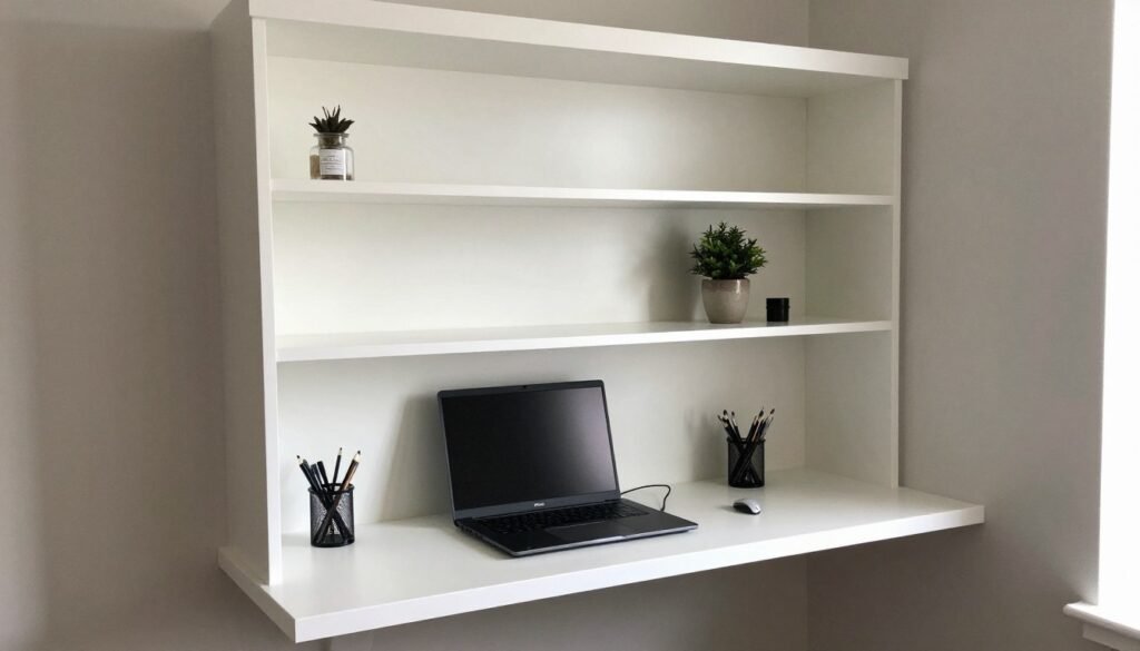 custom built-in desk in small bedroom nook