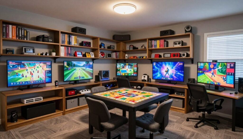 dedicated board game room with extensive storage