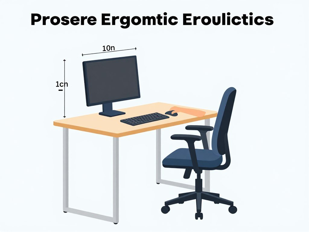 diagram showing proper ergonomic desk setup measurements