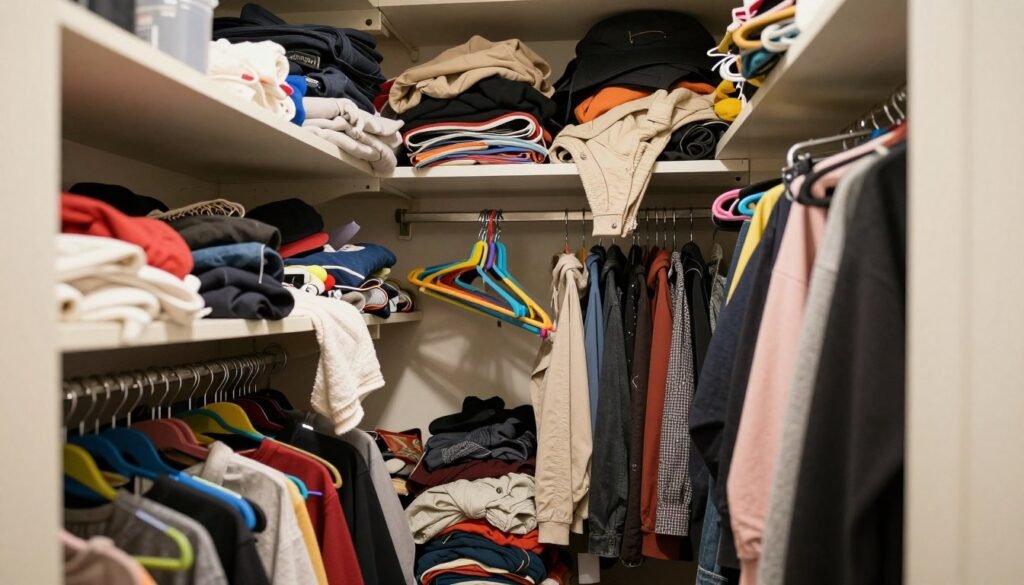 disorganized closet showing common mistakes