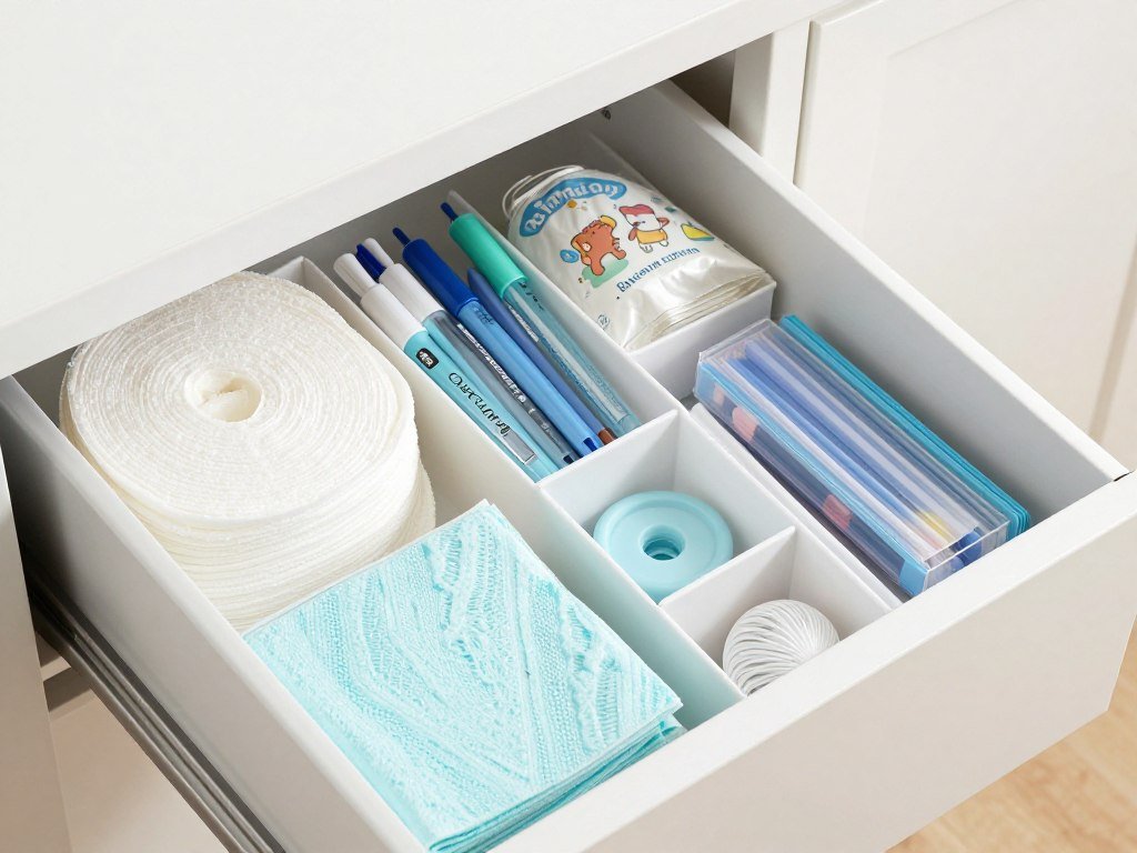 drawer organizer with laundry supplies