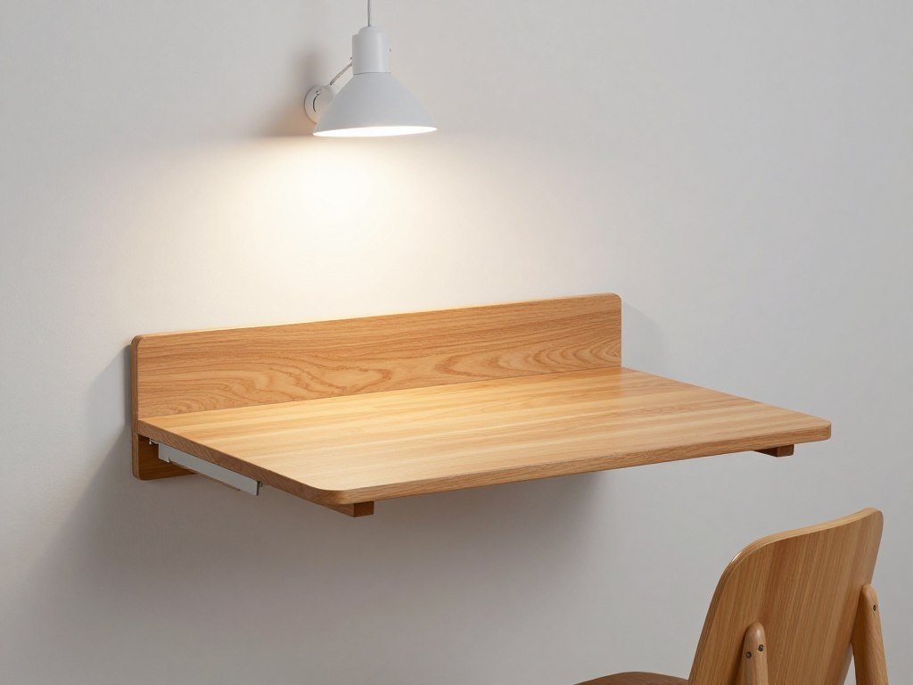 drop-leaf wall desk folded down with chair in small bedroom