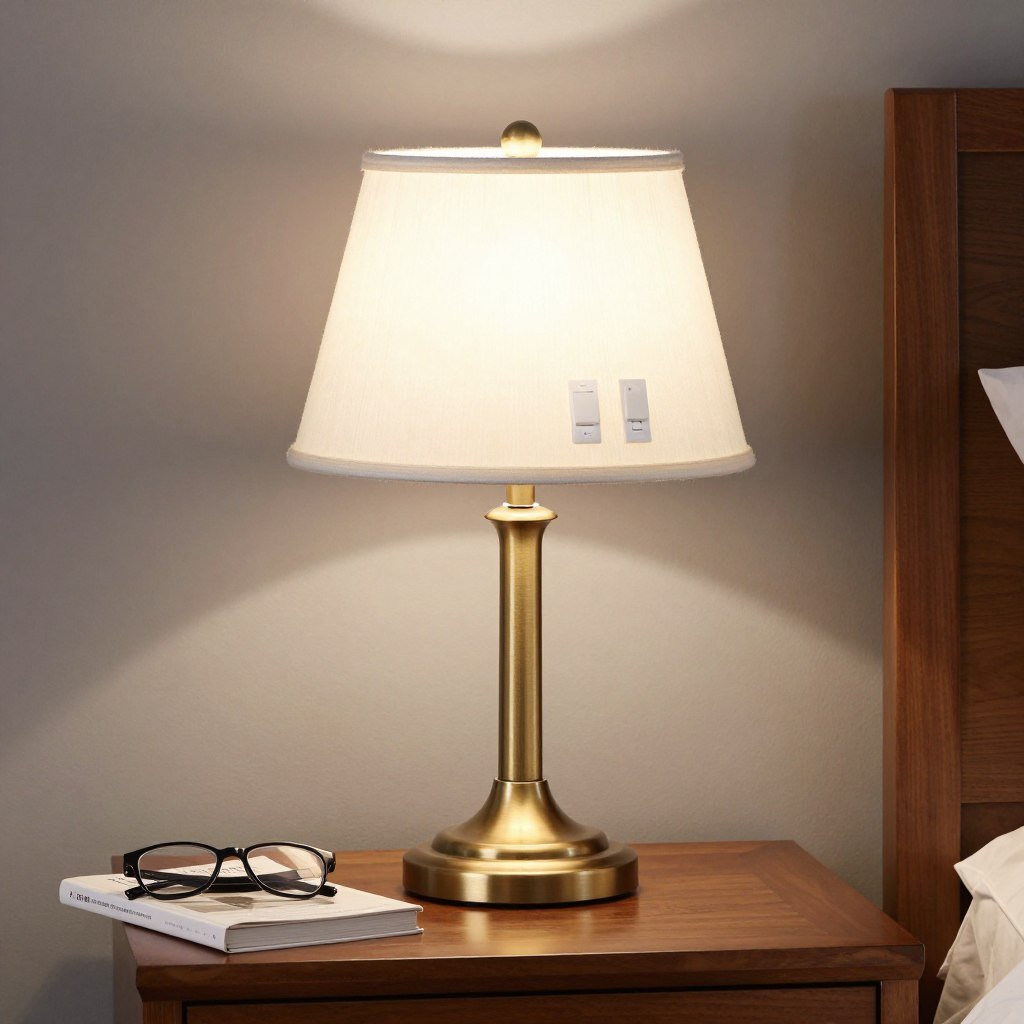 elegant bedside table lamp with neutral shade