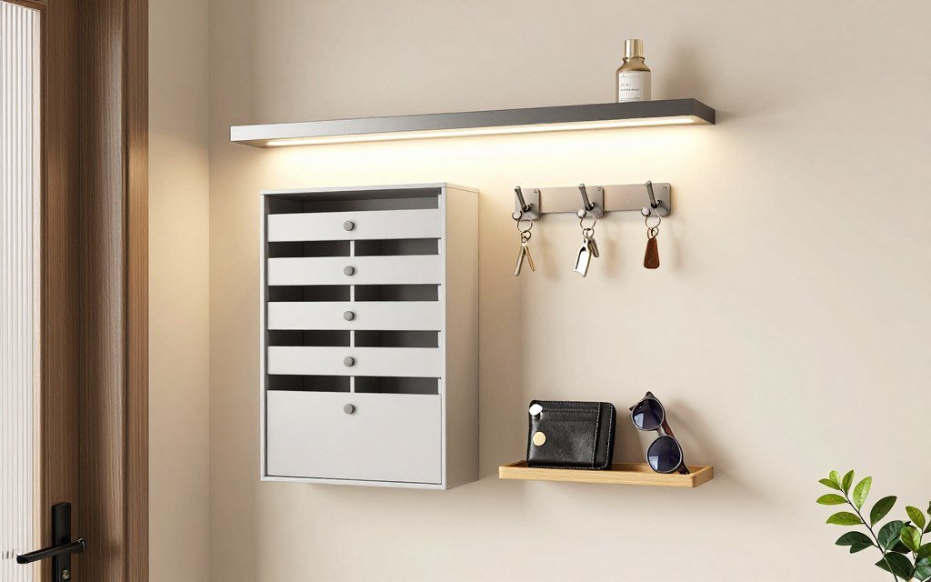 entryway wall organization station with mail holder and key hooks entryway wall organization station with mail holder and key hooks