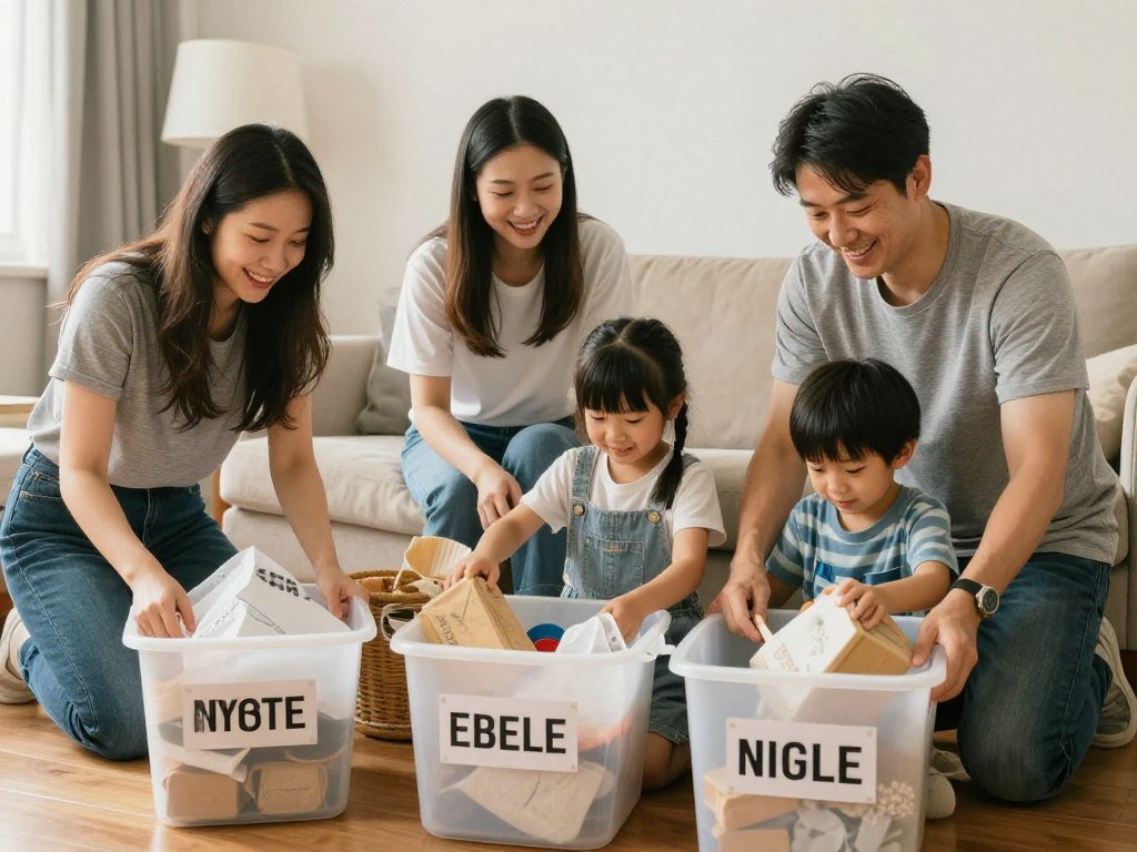 family organizing together using labeled storage systems family organizing together using labeled storage systems